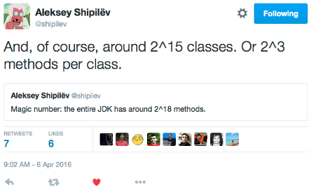 Tweet by @shipilev